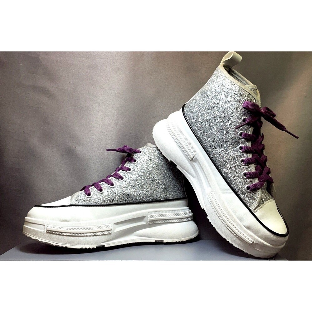 MATA® Rave & Club Nights Glitter High Top Platform Sneakers Women's Size 6
